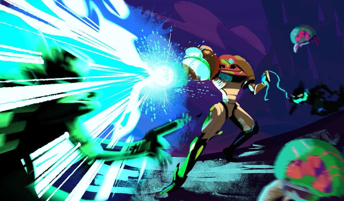 Yaaaaaaaaasss I can finally stop whinging about mp4 everytime there's a direct. Mandatory repost of metroid art from a lunch time art challenge a few months back.