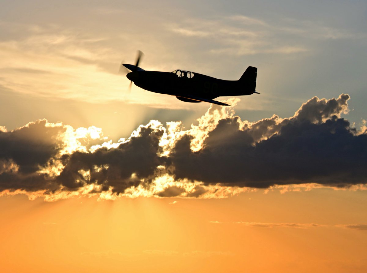 AKOLSTADPHOTOS's tweet photo. P-51C Thunderbird flying against the sunrise over Minot. #aviationlovers #aviationphotography #aviationhistory photo taken this past Saturday. https://t.co/TG5VmyDkEp