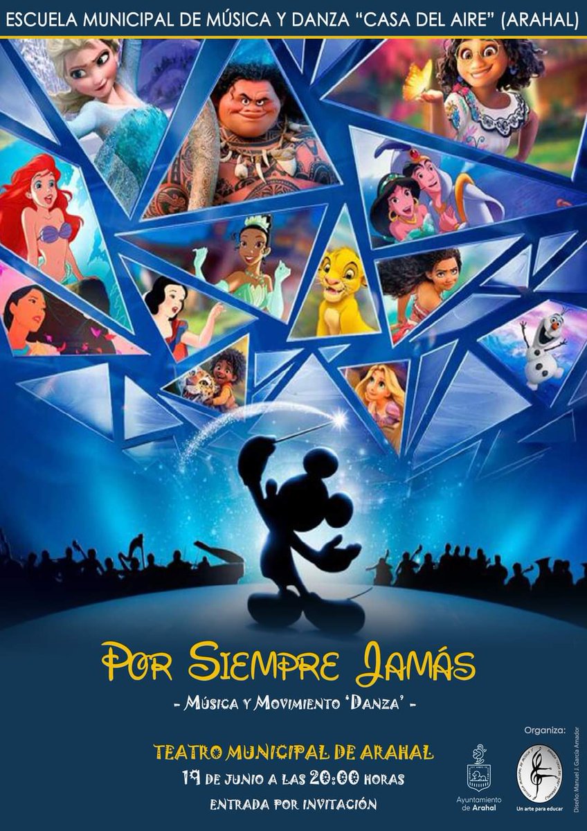 emydarahal's tweet photo. POR SIEMPRE JAMÁS.
Miércoles 19 de junio, tendrá lugar el musical 'Por Siempre Jamás', con motivo de la efeméride del centenario Disney, cumplido el pasado 16 de octubre de 2023. El departamento de Música y Movimiento de Danza ha preparado este evento con especial cariño y magia. https://t.co/yUHyvgWtVS