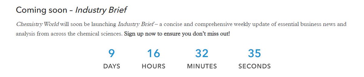 The countdown is on!
Our new newsletter, Industry Brief, will launch in just 9 days. Sign up today to receive a roundup of the most interesting and important stories from across the chemistry-using industries and analysis and insight from business editor <a href="/broadwithp/">Phillip Broadwith</a>!
