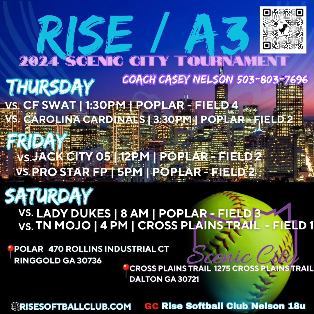 Headed to Chattanooga, TN <a href="/ConnectSports_/">Connect Sports</a> 2024 Scenic City Games Thurs/Fri - Ringgold, Ga 
Sat Ringgold, Ga &amp; Dalton, Ga
Come check out some amazing talent from the PNW! <a href="/thealliancefp/">The Alliance Fastpitch</a> <a href="/SBRRetweets/">Softball Recruiting Reposts</a> <a href="/CoastRecruits/">Coast 2 Coast Recruits</a> <a href="/TopPreps/">College Coach / College Scout / College Recruiter</a> <a href="/DeMariniFP/">DeMarini Fastpitch</a> <a href="/Softball_Home/">Softball Home🥎</a> <a href="/D1Softball/">D1Softball</a> <a href="/SoftballDown/">Down South Softball</a>