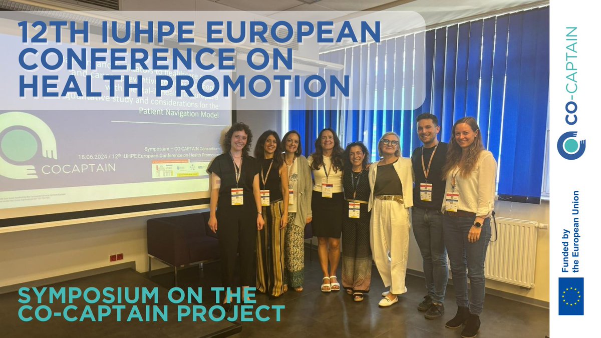 COCAPTAIN_EU's tweet photo. Our team is today at the 12th IUHPE European Conference on Health Promotion, presenting the symposium on the CO-CAPTAIN project 👏👏👏

#MentalHealth #Cancer #EUbeatcancer https://t.co/stIG8FNBmp