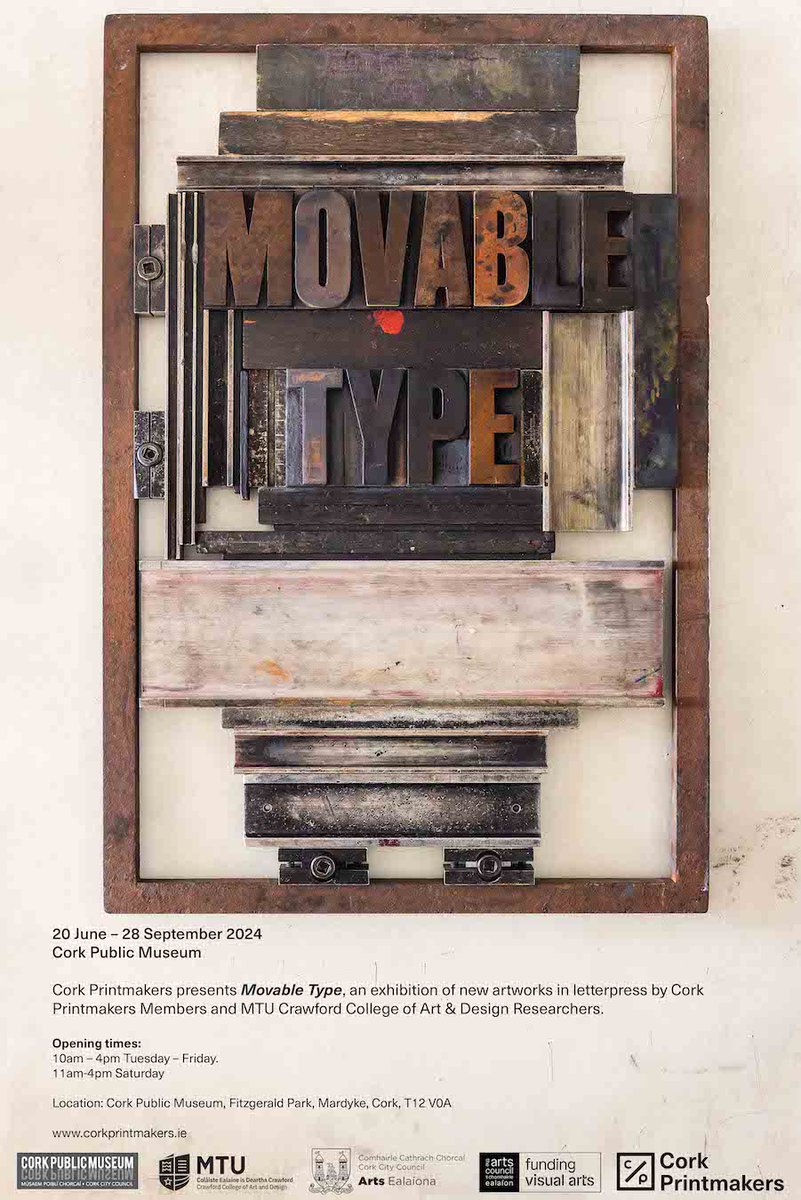 Cork Printmakers (@corkprintmakers) on Twitter photo Opening reception this Thursday 5-7pm <a href="/CorkPMuseum/">Cork Public Museum</a>
Movable Type, an exhibition of new artworks in letterpress by members of <a href="/corkprintmakers/">Cork Printmakers</a> & <a href="/MTU_Crawford/">MTU CRAWFORD</a> researchers Opening reception this Thursday 5-7pm <a href="/CorkPMuseum/">Cork Public Museum</a>
Movable Type, an exhibition of new artworks in letterpress by members of <a href="/corkprintmakers/">Cork Printmakers</a> & <a href="/MTU_Crawford/">MTU CRAWFORD</a> researchers