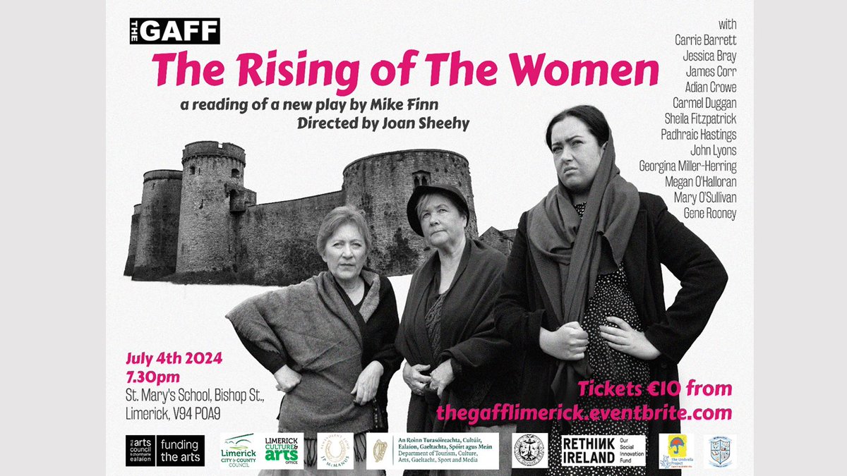 The Gaff (@thegafflimerick) on Twitter photo We are proud to announce a reading of Mike Finn's newest play, The Rising of the Women on July 4th <a href="/stmarysnsLK/">St Mary's NS Limerick</a> at 7.30pm. Directed by <a href="/JoanSheehy7/">Joan Sheehy</a> with a richly talented Limerick cast, this is one not to miss. Book on thegafflimerick.eventbrite.com We are proud to announce a reading of Mike Finn's newest play, The Rising of the Women on July 4th <a href="/stmarysnsLK/">St Mary's NS Limerick</a> at 7.30pm. Directed by <a href="/JoanSheehy7/">Joan Sheehy</a> with a richly talented Limerick cast, this is one not to miss. Book on thegafflimerick.eventbrite.com