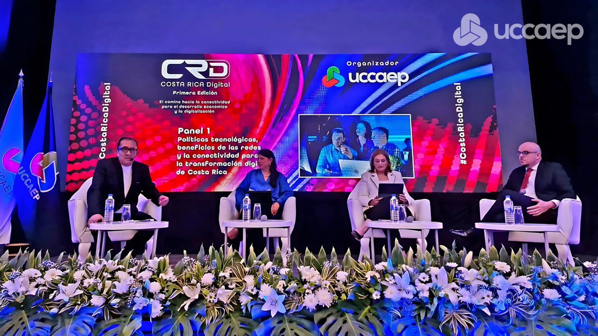#CostaRicaDigital | Arranca el panel: Políticas tecnológicas, beneficios de las redes y la conectividad para la #transformacióndigital de #CostaRica, con la participación de Andrés Oviedo (<a href="/Uccaep/">UCCAEP</a>), Cinthya Arias (<a href="/SUTEL_CR/">SUTEL</a>) y <a href="/marymendezji/">Maryleana Mendez</a> (<a href="/asiet_lat/">ASIET</a>).