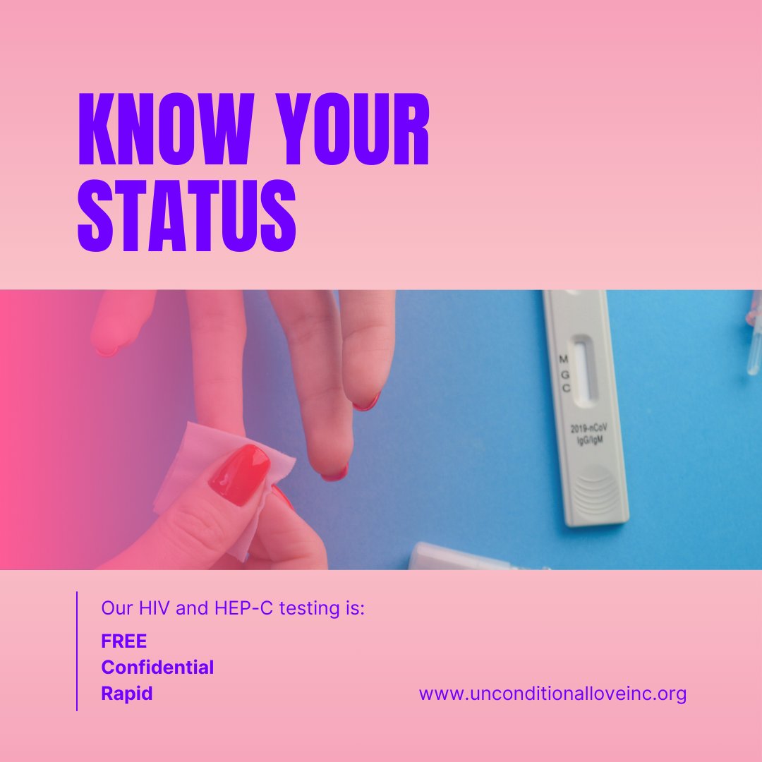 Uncondi81938022's tweet image. KNOW YOUR STATUS

It only takes 20 minutes to know your status with our free confidential rapid HIV and Hepatitis-C testing.

#Brevard #HIVtesting #HepCtesting #KnowYourStatus #rapidtesting