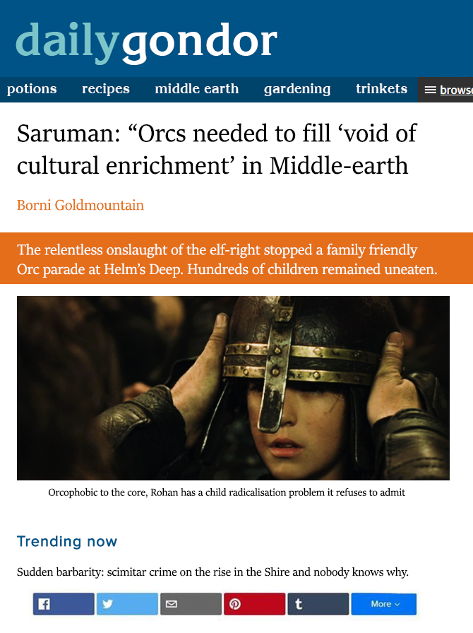 DailyGondor's tweet photo. Because of rabidly exclusionary Middel-earthern policies, many human children remain undevoured.
This shameful issue must be urgently addressed - and remember, we're not coming for your children: we want you to bring them to us, voluntarily.
#orcposting #dailygondor https://t.co/PghuLHpi8L
