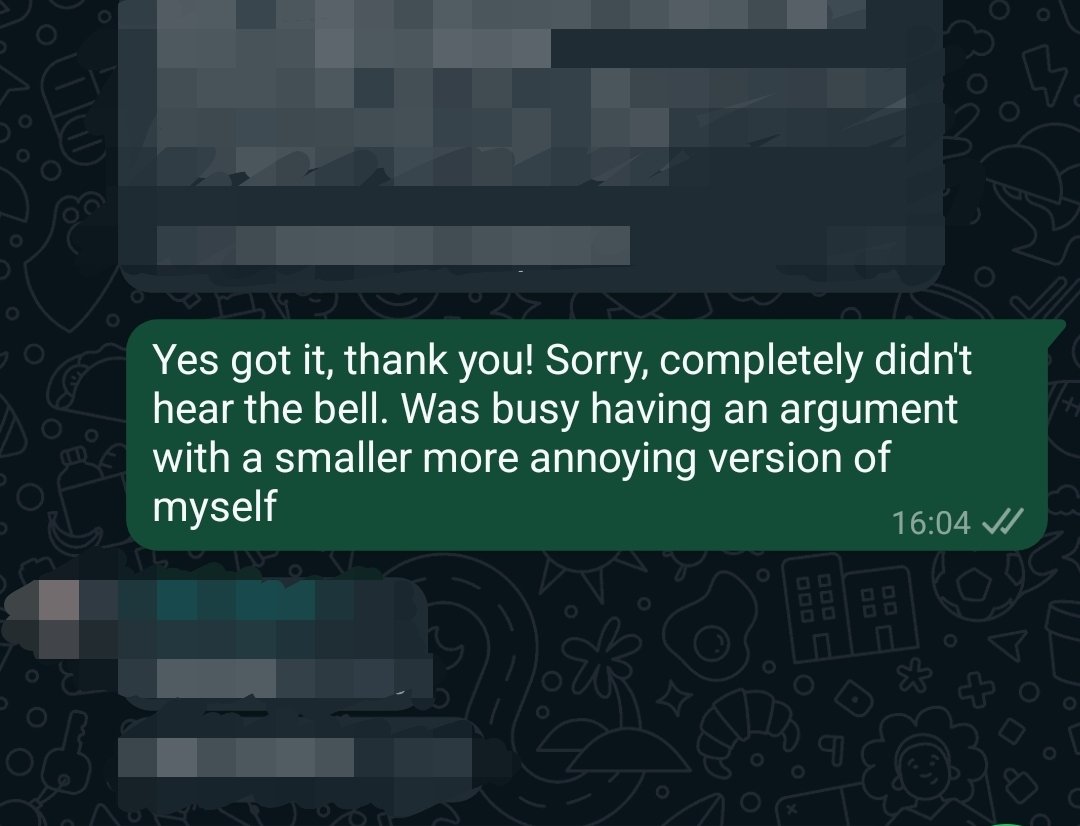 The sort of message you have to send people when you're a parent...