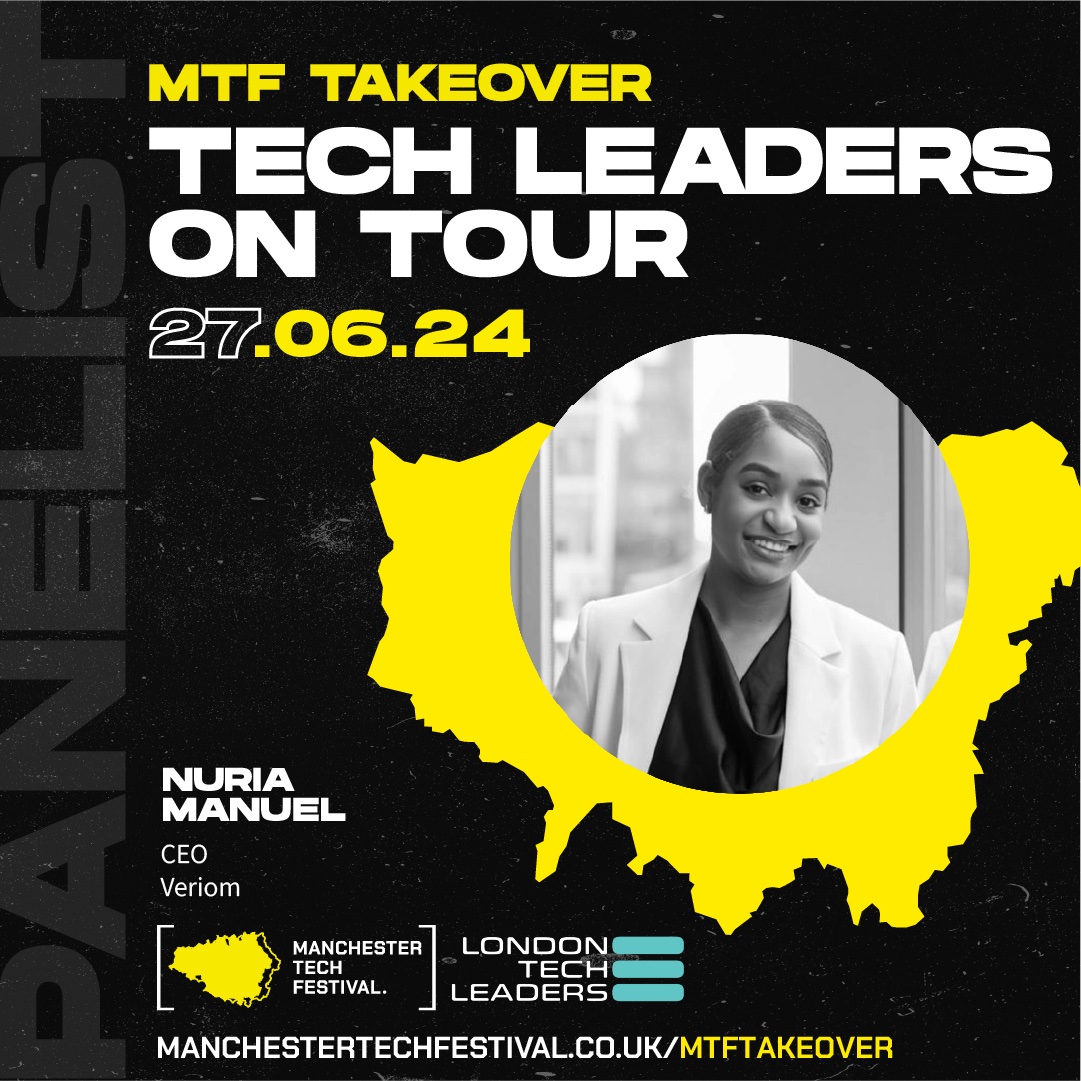☀ Manchester Panel Profiles! ☀ 

Very much looking forward to having Nuria, Founder and CEO at <a href="/veriom_io/">Veriom</a>, on our 'Tech Leaders on Tour' panel! 🙌 

Nuria joined us as a keynote speaker at our AI event in March and we're delighted to have her join the panel in Manchester! 🛫