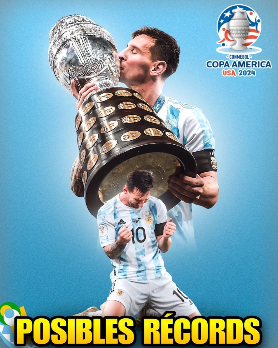 Crackbol10's tweet photo. TODOS los RECORDS que Messi puede romper en la Copa América 2024 🐐

🧵Vamos con el hilo: https://t.co/aezCvVHyS7