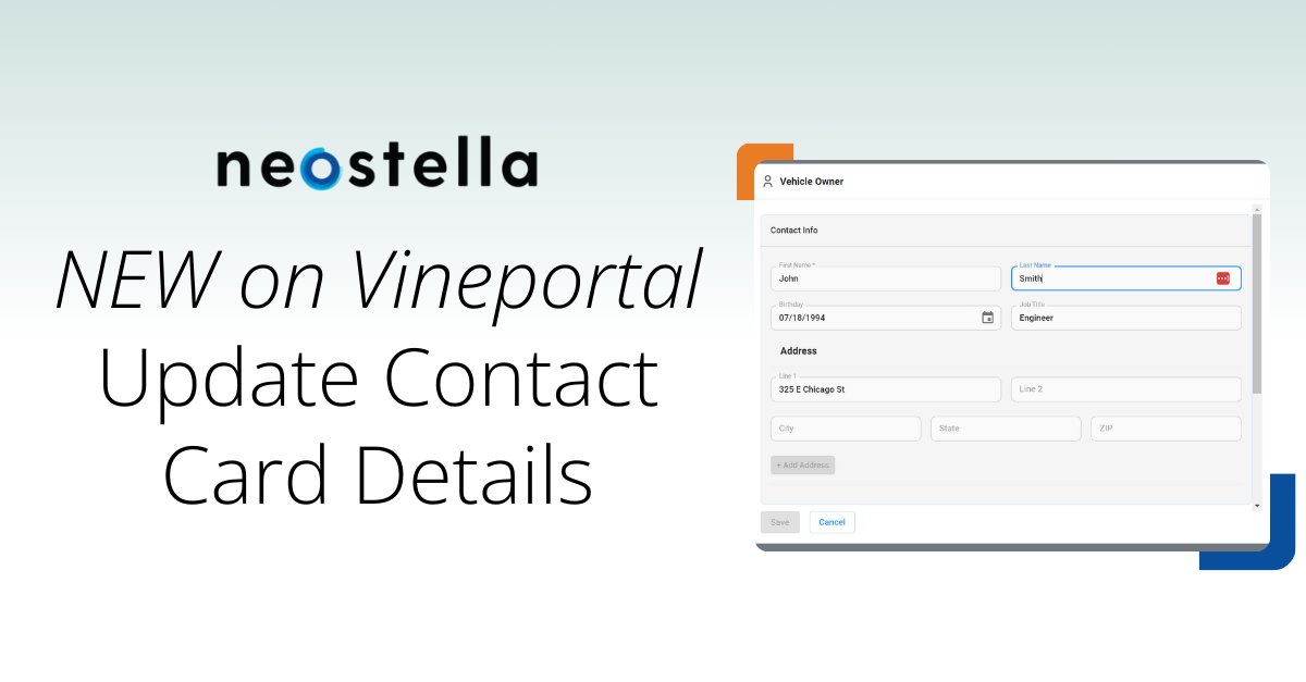neostella_inc's tweet image. Check out what&apos;s new on Vineportal 🌟 Allow users to easily update #Filevine contact card details by including contact cards on forms.

Interested in the other ways Vineportal can help streamline communication with your clients? Explore more here: hubs.la/Q02zRBj90