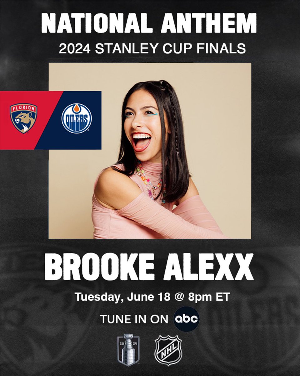 Tune in on @abc tonight to watch me sing the National Anthem for the Stanley Cup Finals! Game 5 babyyy | @flapanthers vs. @edmontonoilers 🏒🥅
