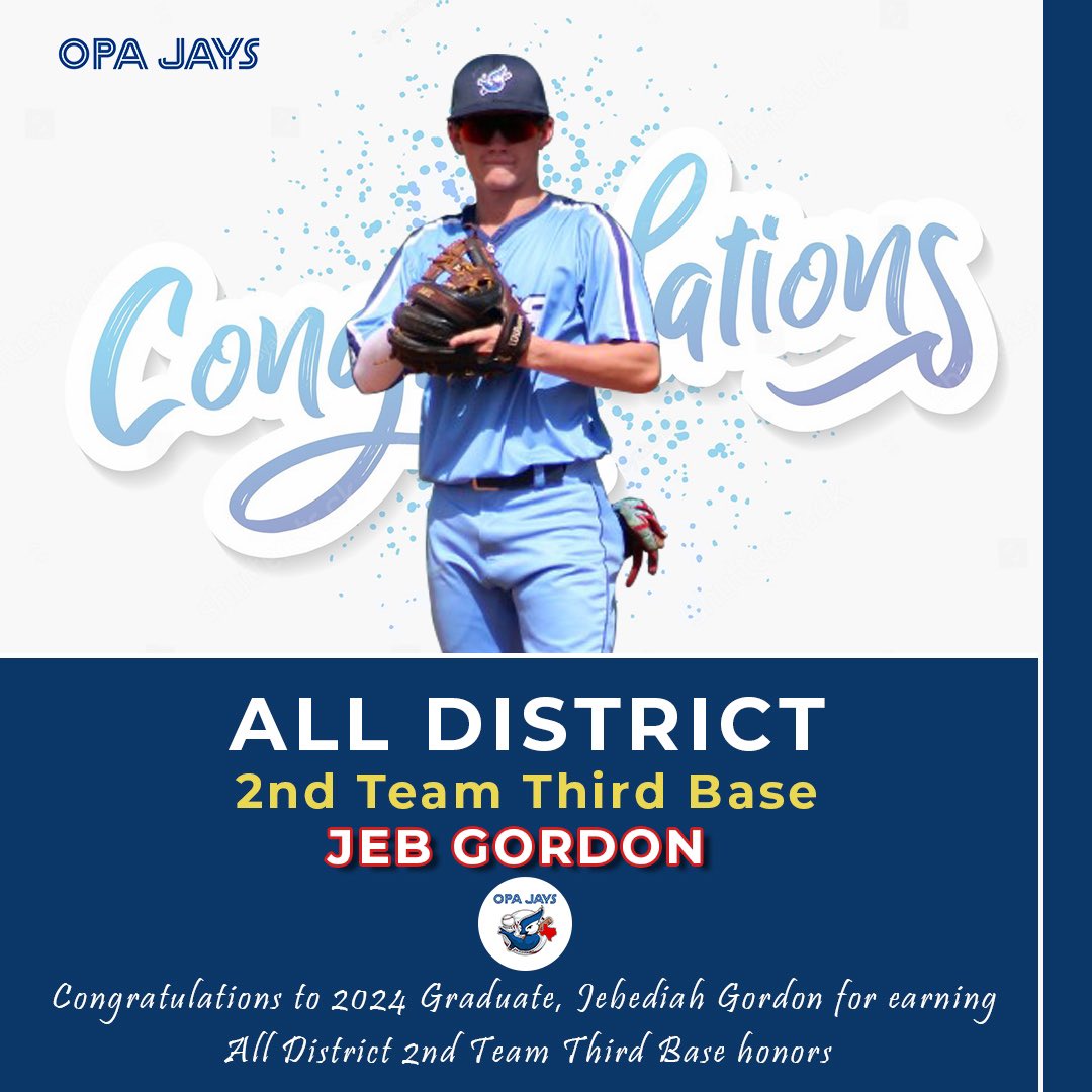 Congratulations to Klein Senior 3B, Jeb Gordon, for earning All District 2nd Team Third Baseman honors  

Great Day to be a JAY 🐦

#opajays
#jaysbaseball
#onepercentacademy