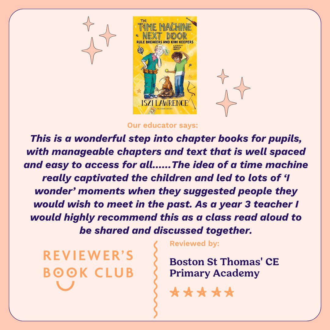ReadingRocks (@_reading_rocks_) on Twitter photo Being read and reviewed in the #RR_ReviewersBookClub today we have, The Time Machine Nextdoor:Rule Breakers and Kiwi Keepers, reviewed by Boston St Thomas' CE Primary Academy.
Read the review here:
wherereadingrocks.com/2024/06/14/the…
<a href="/iszi_lawrence/">iszi lawrence</a>
<a href="/bagleybooks/">Rebecca Bagley</a>
@bloomsburyEd
#KS2 #history Being read and reviewed in the #RR_ReviewersBookClub today we have, The Time Machine Nextdoor:Rule Breakers and Kiwi Keepers, reviewed by Boston St Thomas' CE Primary Academy.
Read the review here:
wherereadingrocks.com/2024/06/14/the…
<a href="/iszi_lawrence/">iszi lawrence</a>
<a href="/bagleybooks/">Rebecca Bagley</a>
@bloomsburyEd
#KS2 #history