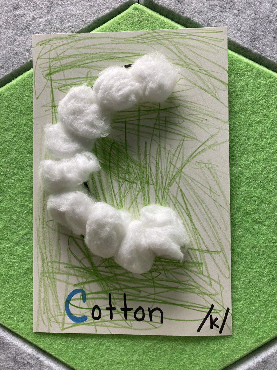 ReadWithRosey's tweet image. Setup is ready! 📖 “C is for cotton!” Today a rising kinder will discover the softness of cotton, describe what it looks like, feels like, and what it smells like.￼ 
“C spells /k/.” @IMSEOG #MultiSensoryInstruction #SequentialInstruction #ExplicitDirectInstruction  ☁️ ☁️ ☁️