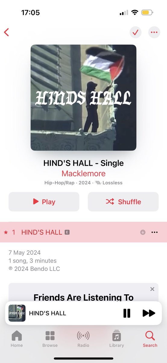 vermilloneyes's tweet image. if you are unable to donate, listen to and stream HINDS HALL by macklemore on all platforms! each stream counts and helps, with proceeds being donated to UNRWA. just by LISTENING to a song, you can do your part to help!