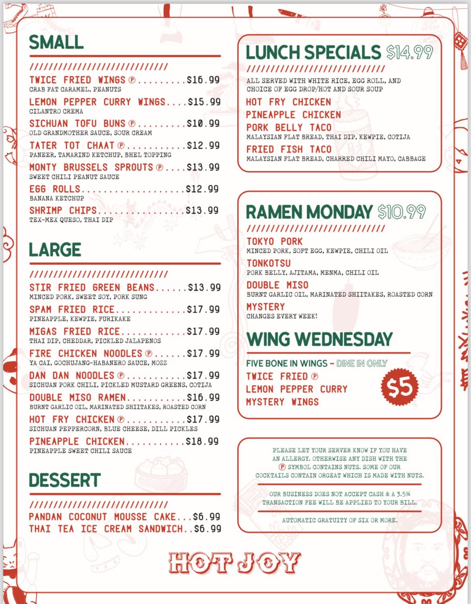 Hot Joy is moving! Before we depart our home for the last decade…John, Alex, and crew decided to do a throwback menu with lots of the old favorites. And it starts tonight. We are moving sometime late-August so you’ll have plenty of time to hit us up.