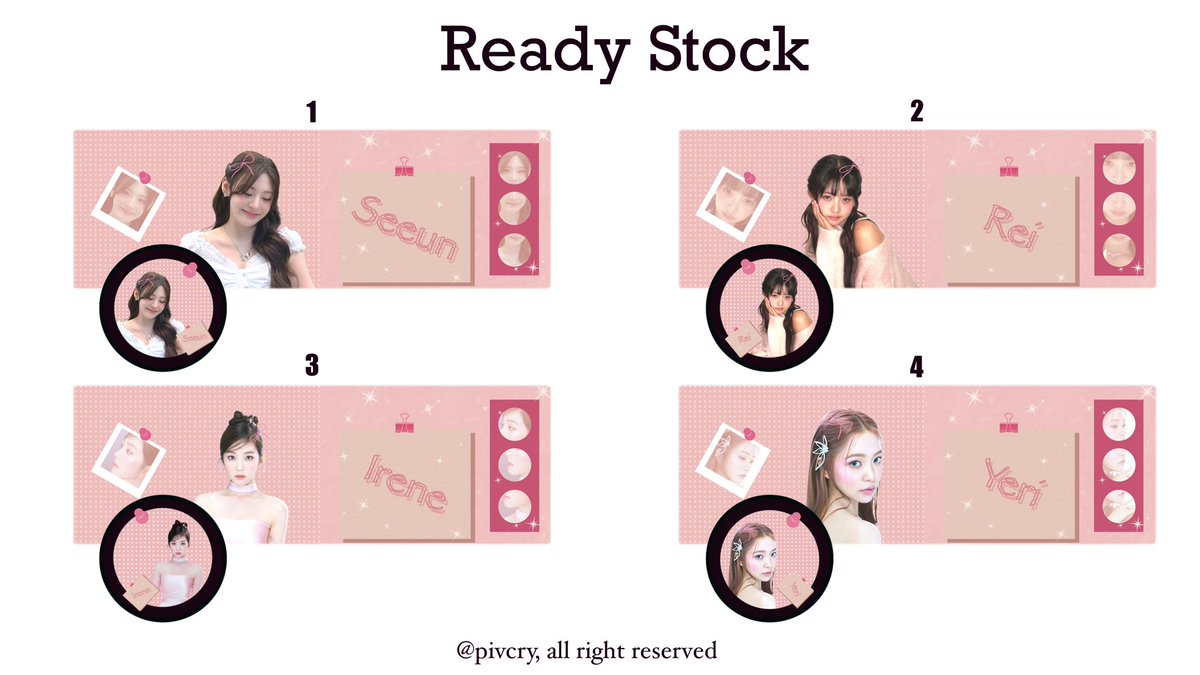 pivcry's tweet photo. Help rt? Thankyouuu 🧸

Haloo, aku ada rs layout seeun, rei, irene dan yeri harga 8.000 / each
Ava png only
Bisa pembayaran pakai qris 🎀

#zonauang https://t.co/ZYUD4poX9r
