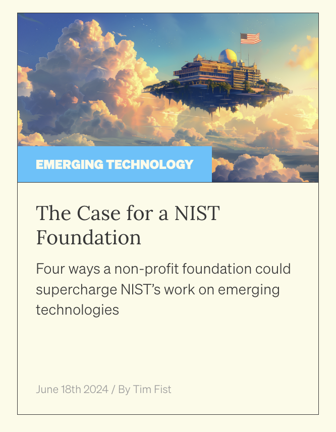 Dropping a new report today: NIST is a national treasure, and we’re asking it to do a lot (e.g. building the foundational science of AI measurement and safety). Proper funding &amp; patching leaking roofs will help, but to fully supercharge NIST, we should give it a foundation. 🧵