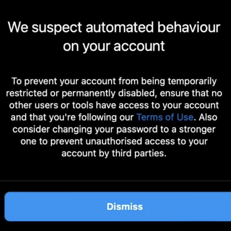 In other words…Instagram is telling me that my account is being targeted by Zionist bots.
