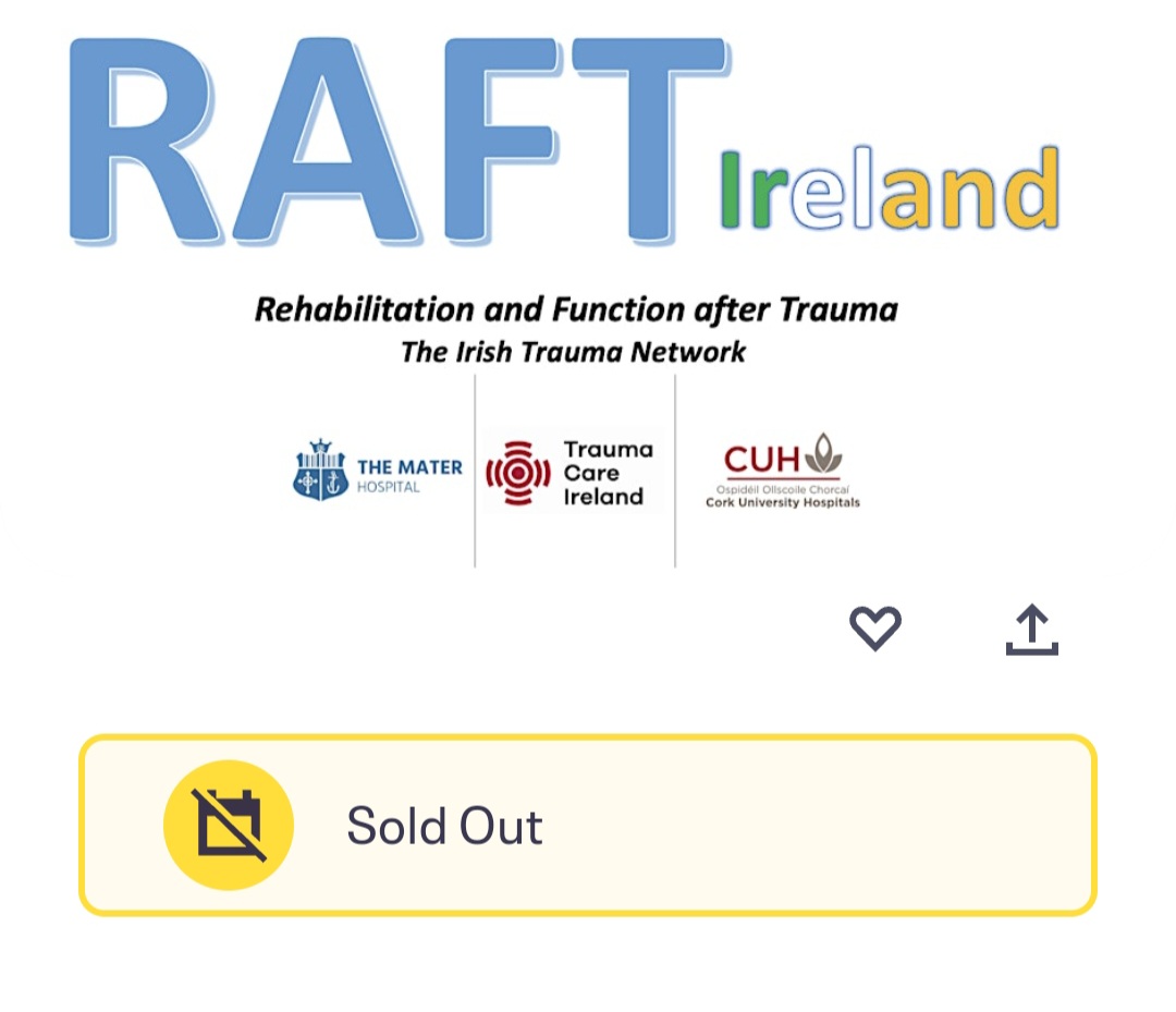 Elaine Ni Oibicin (@elainehopkinspt) on Twitter photo 🚨 Offically SOLD OUT 🚨
Looking forward to Friday & all those who will be boarding the RAFT🛶
<a href="/MaterTrauma/">Mater Hospital Trauma</a> <a href="/MaterHSCPs/">MMUH HSCPs</a> <a href="/CorkTrauma/">Cork University Hospital Major Trauma Centre</a> <a href="/cuh_hscp/">CUH_HSCP</a> <a href="/WeHSCPs/">National HSCP Office, HSE</a> <a href="/noca_irl/">National Office of Clinical Audit</a> <a href="/TraumaCareIrl/">Trauma Care Ireland</a> 🚨 Offically SOLD OUT 🚨
Looking forward to Friday & all those who will be boarding the RAFT🛶
<a href="/MaterTrauma/">Mater Hospital Trauma</a> <a href="/MaterHSCPs/">MMUH HSCPs</a> <a href="/CorkTrauma/">Cork University Hospital Major Trauma Centre</a> <a href="/cuh_hscp/">CUH_HSCP</a> <a href="/WeHSCPs/">National HSCP Office, HSE</a> <a href="/noca_irl/">National Office of Clinical Audit</a> <a href="/TraumaCareIrl/">Trauma Care Ireland</a>