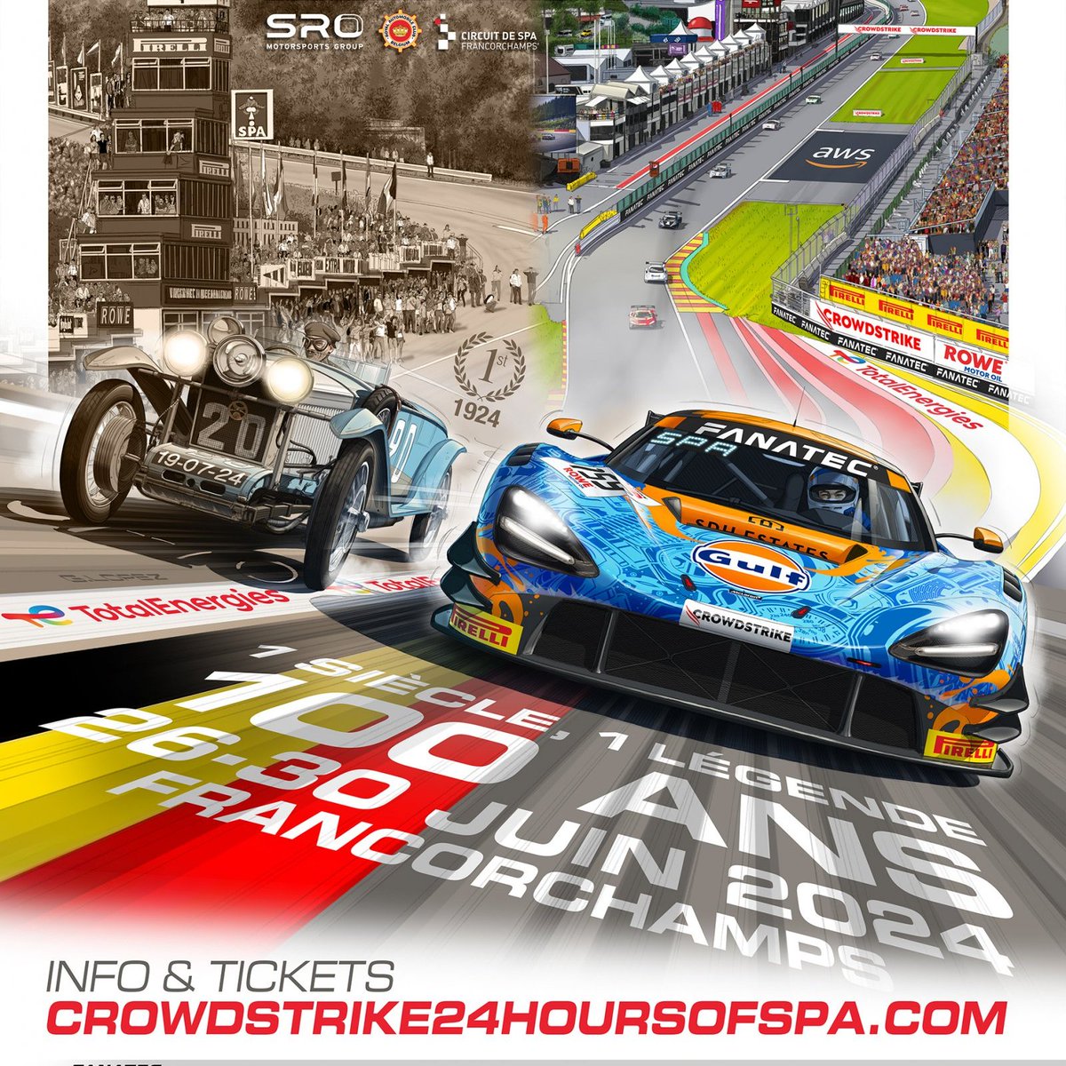 A century apart, McLaren meets the race's original winner Bignan for our penultimate centenary edition poster 🇧🇪🎢

🔗 crowdstrike24hoursofspa.com/news/2807

#Spa24h 💯