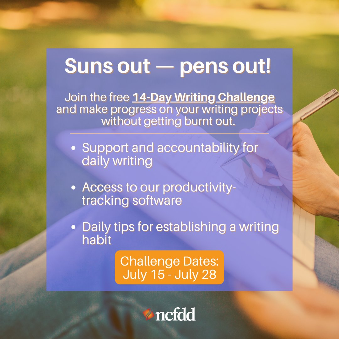 Beat the summer heat (and writer's block!) with our FREE 14-Day Writing Challenge! Connect with fellow writers, stay accountable, and make this summer your most productive yet!

Open to anyone who is seeking daily writing support, register for FREE: bit.ly/3R3QfRW
