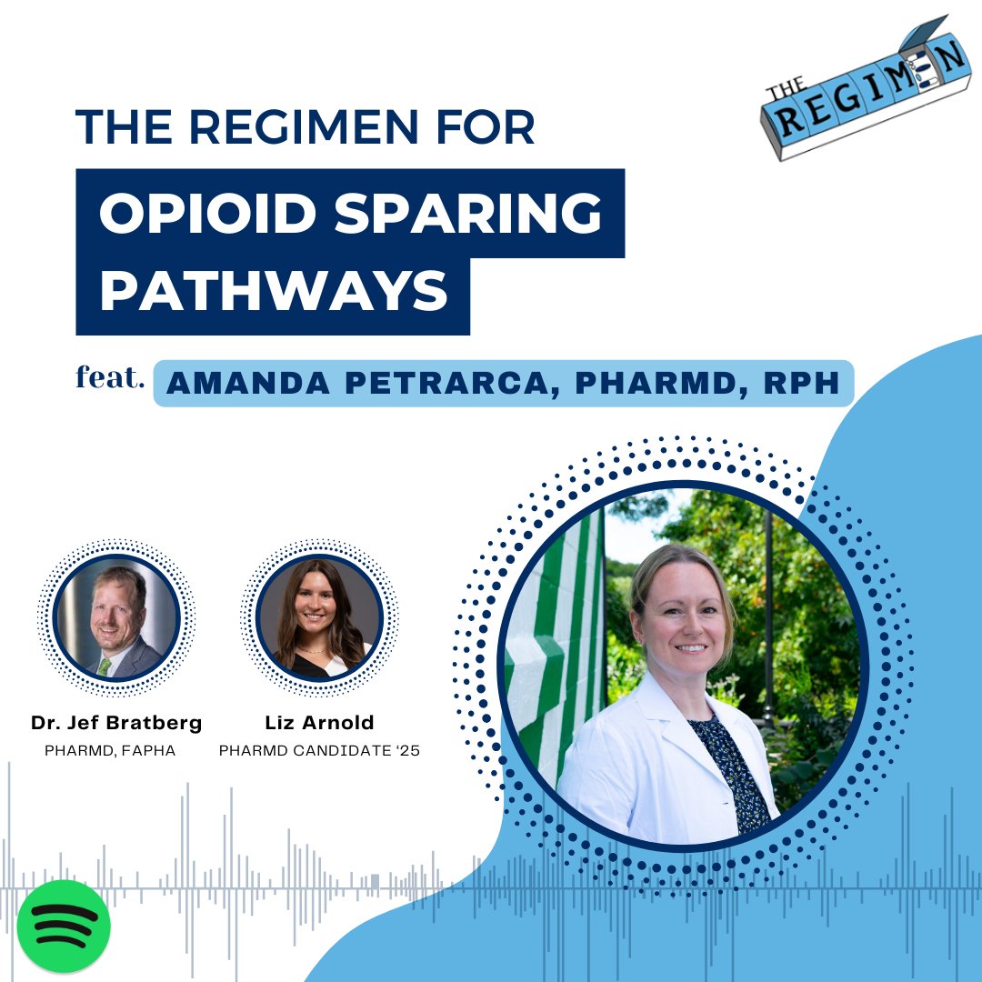 On this episode of The Regimen, Amanda Petrarca, PharmD, RPh joins us to discuss opioid-sparing treatment pathways and how they’re being used in medical procedures in Rhode Island! 

podcasters.spotify.com/pod/show/there… 

#TheRegimen #Pharmacy #PublicHealth