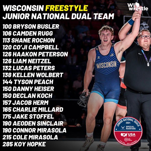 Serious question…Has there ever been a better Team Wisconsin roster?

Watch live round by round on @flowrestling as the guys seek to claim the first ever Juniors National Duals Title for our state!