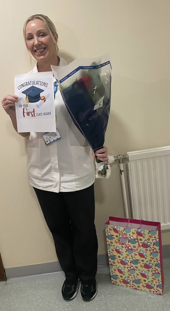 Congratulations to Marie <a href="/DoncPodiatry/">Doncaster RDaSH Podiatry Foot Protection Service</a>, for achieving a 1st class honours - training as a Podiatrist via an apprenticeship route. Big thanks too to the podiatry team for the mentoring &amp; support. 

Promise 4 &amp; 9 of the <a href="/rdash_nhs/">RDaSH NHS FT</a> strategy in action! <a href="/RDaSH_AHPs/">RDaSH_AHPs</a> <a href="/SYB_ICS_AHPs/">South Yorkshire AHP Council & Faculty</a>
