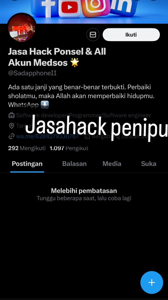 jasahackpen's tweet photo. Jasahack penipu waspada nomor penipu 085709399113&amp; 082275246270
SADAP WHATSAPP PACAR/ISTRI TANPA NOTIFIKASI
MENGEMBALIKAN AKUN  YANG
HILANG, AKUN YANG LUPA KATA SANDI,AKUN YANG DIHACK?
AKUN INSTAGRAM,AKUN GAME,UBAH NILAI, ABSEN,FB,TWITTER DLL
JASAHACK #hackig #jasahack #zonauang https://t.co/6m6DqXpaxq