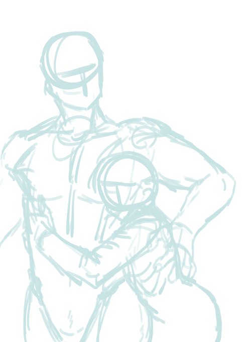 水色で下描きして、レイヤー透明度を40%程度まで下げて同じレイヤーに黒でもう一回下描きします 