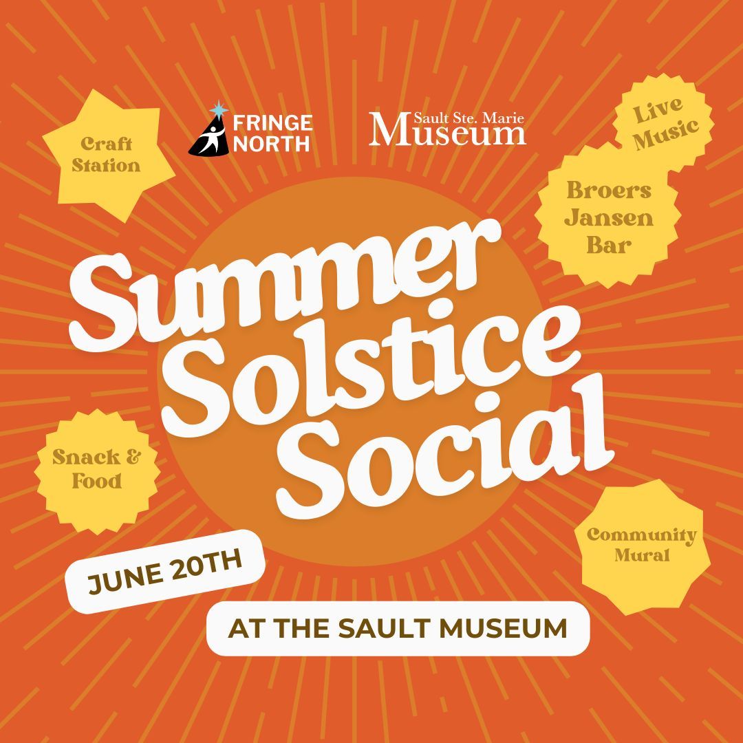 🌞🎉 Don't miss the Summer Solstice Social! Come to the Sault Museum for an evening full of music, entertainment, food, and creativity! Admission is just $10 or pay what you can. More details at: buff.ly/4cb7Dw3