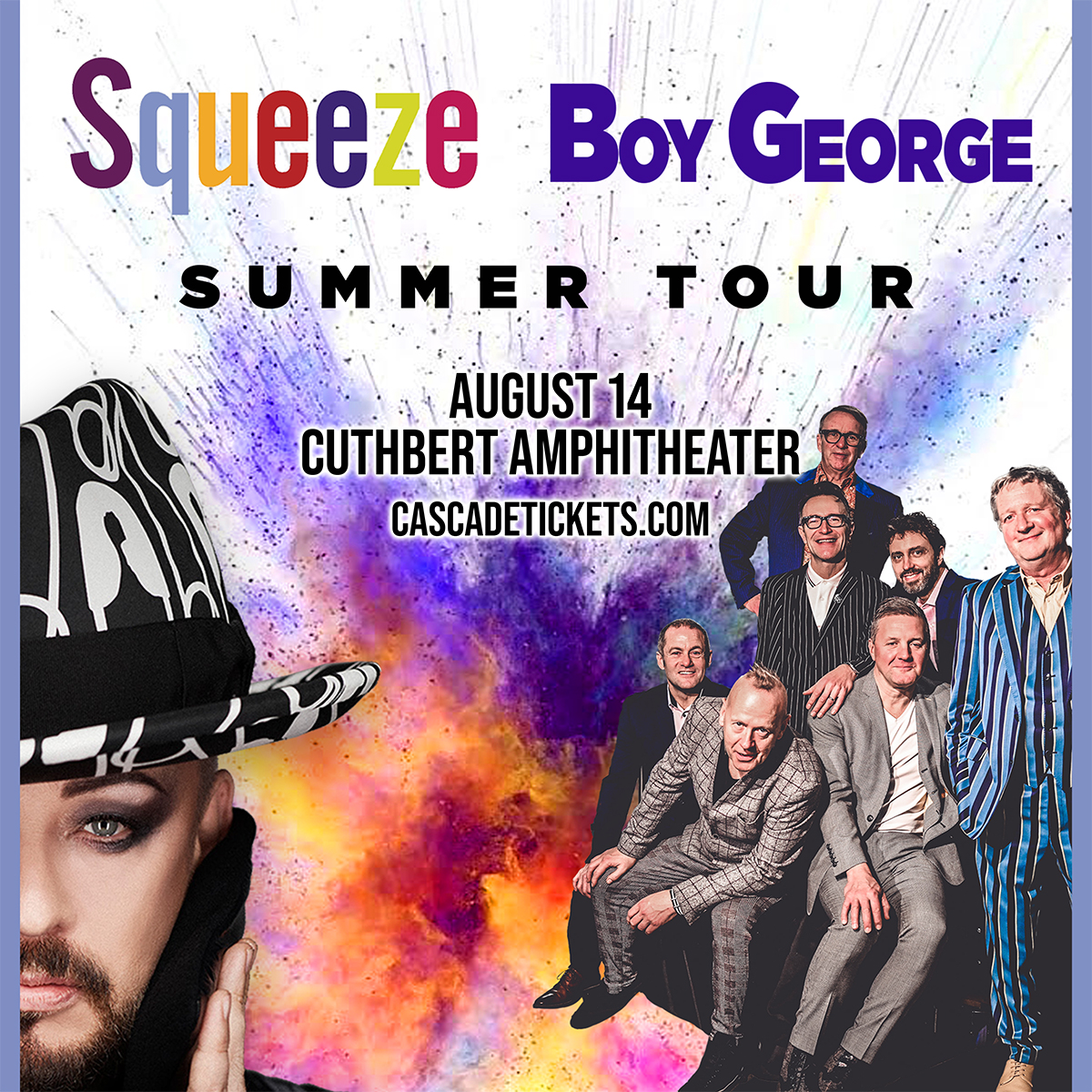 Hitting up Squeeze / Boy George with your besties on Wednesday, August 14th at Cuthbert Amphitheater? Bundle your tickets with our 4-Pack GA Lawn tickets and save!
$99 for a 4-Pack, limited quantities available!