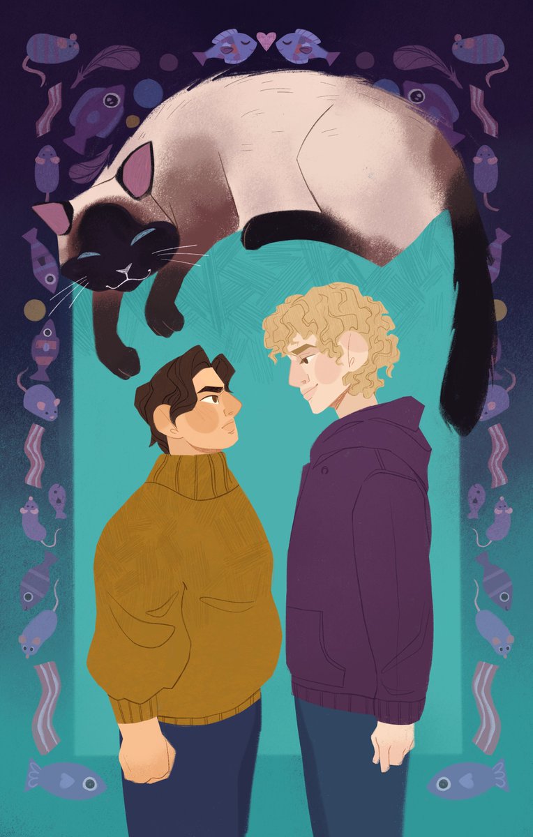 nooskadraws's tweet image. COVER REVEAL for 🐱❤️cat&apos;s got your heart❤️🐱 an m/m trans romcom by @/jem_zero released ✨august 20th!✨

(🔗👇)