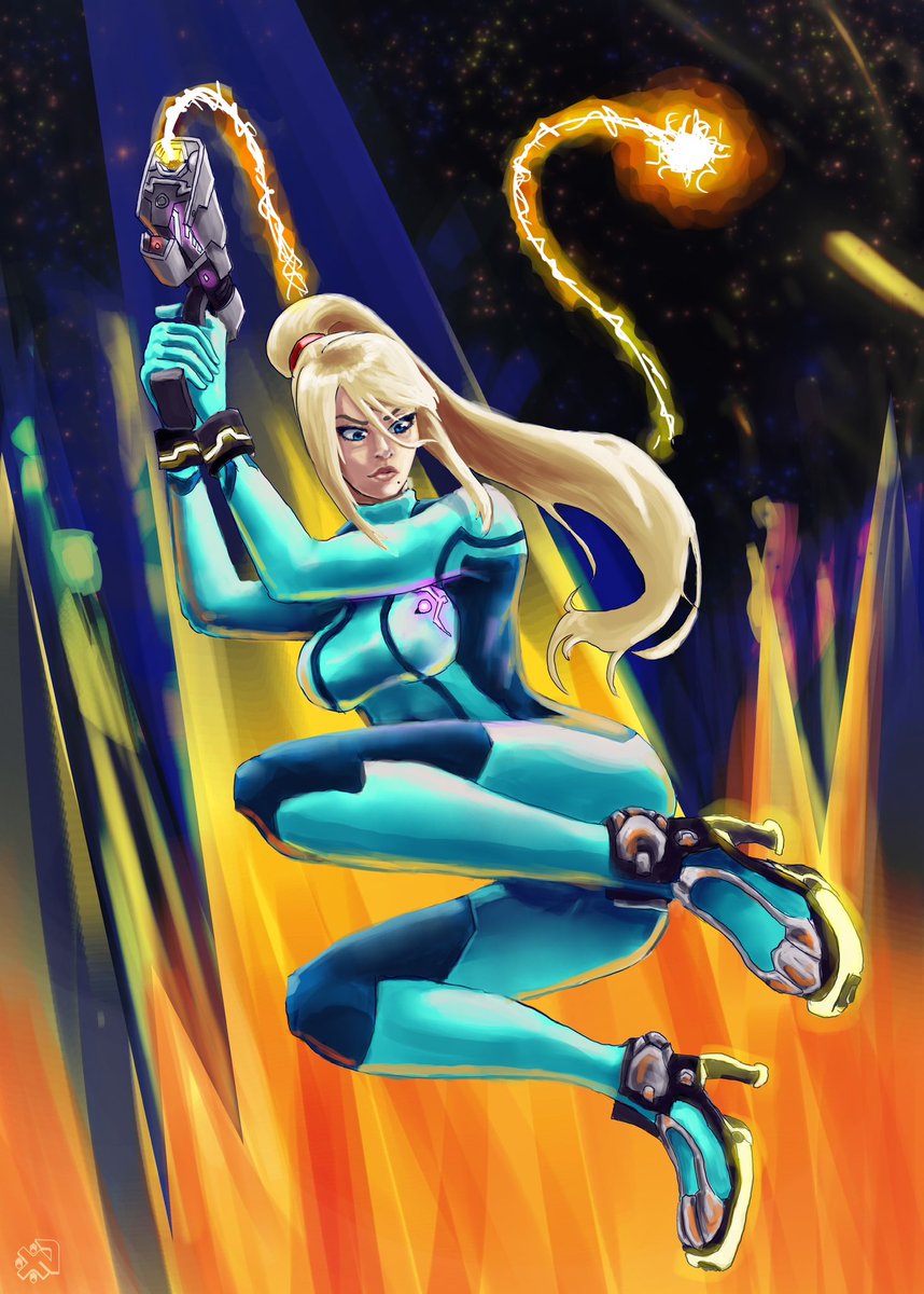 Fierce Samus drawing in celebration of #metroidprime4 ! Will it get released before Silksong?? Who knows??