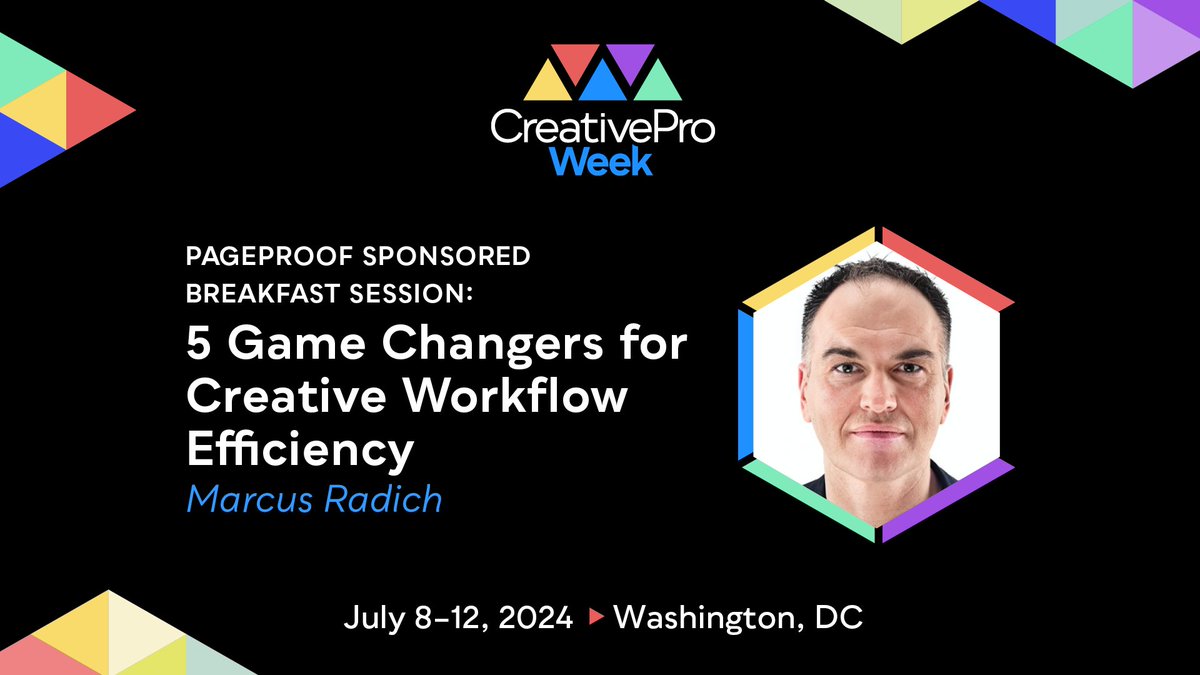 CreativePro Week (@creativeproweek) on Twitter photo Unlock massive efficiency gains with <a href="/teampageproof/">PageProof®</a> at <a href="/CreativeProWeek/">CreativePro Week</a> 2024!
Join us Tuesday, July 9 for #PageProof’s breakfast session where <a href="/mrad02/">Marcus Radich</a> will share 5 groundbreaking features designed to revolutionize your creative workflow.
Learn more: creativeproweek.com/session/sponso… Unlock massive efficiency gains with <a href="/teampageproof/">PageProof®</a> at <a href="/CreativeProWeek/">CreativePro Week</a> 2024!
Join us Tuesday, July 9 for #PageProof’s breakfast session where <a href="/mrad02/">Marcus Radich</a> will share 5 groundbreaking features designed to revolutionize your creative workflow.
Learn more: creativeproweek.com/session/sponso…