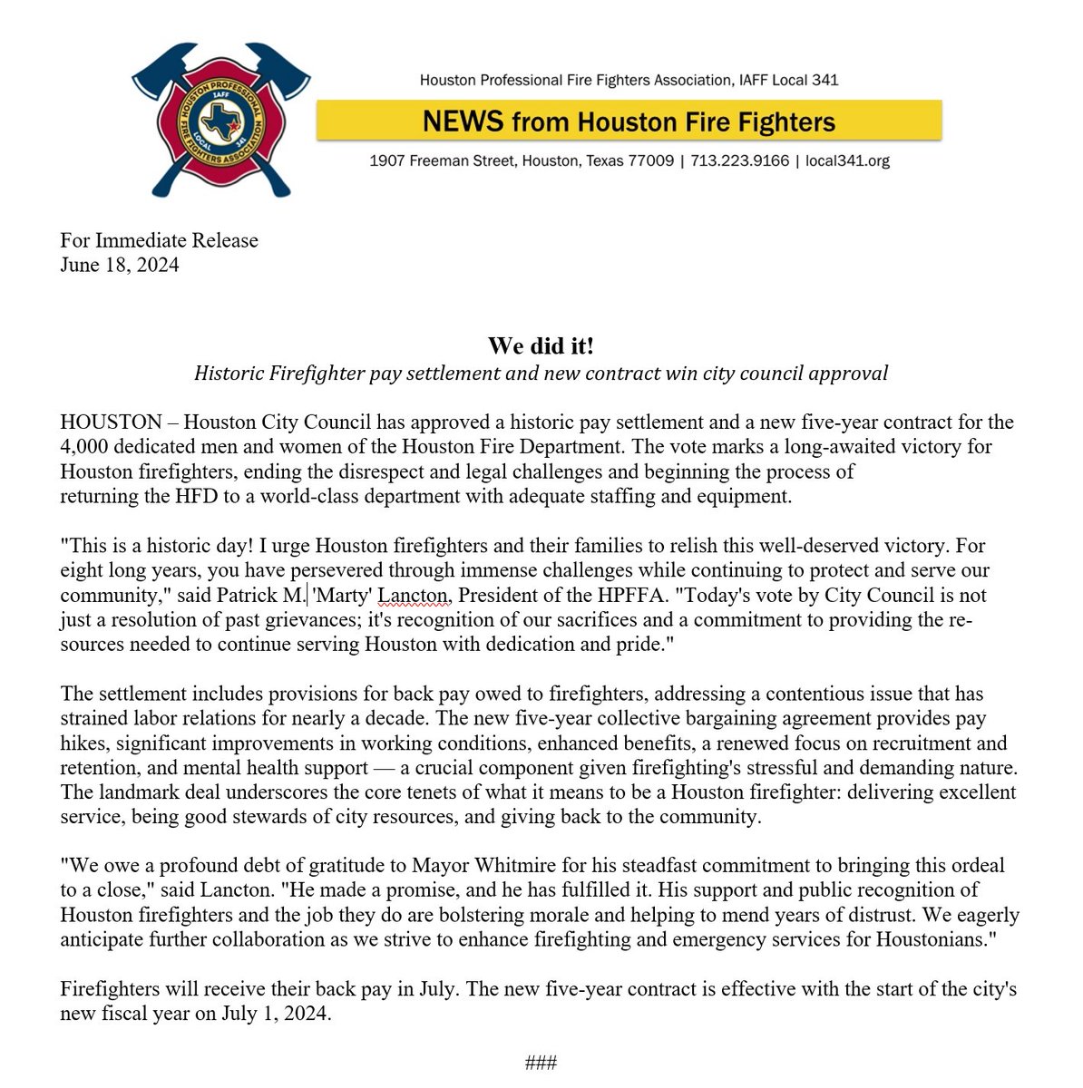 Houston Firefighters tweet media