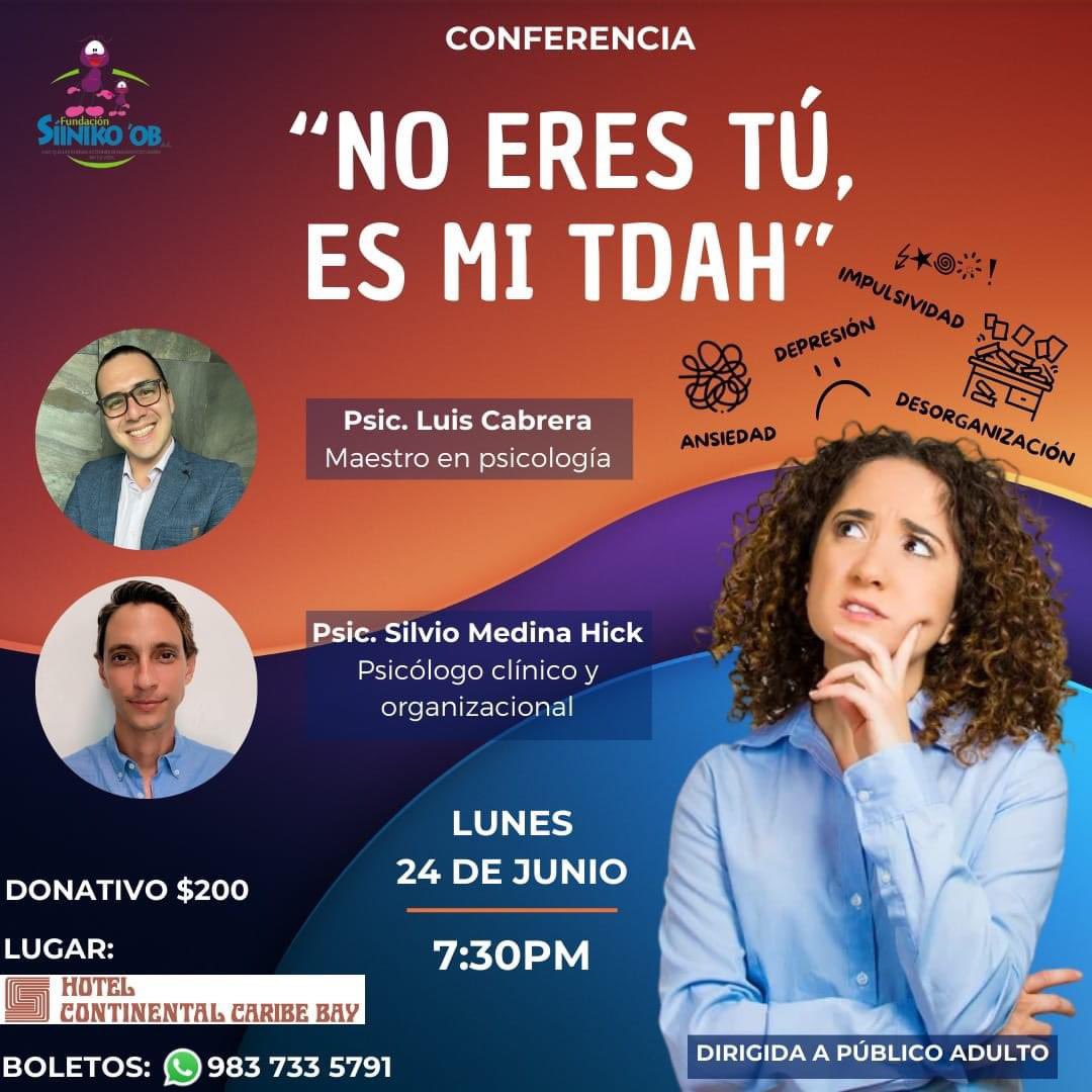 No pierdas la oportunidad de conocer más sobre el #TDAH en adultos y sus características de una manera amena y coloquial

Parte de lo recaudado se destinará a despensas para familias afectadas por las lluvias en #Chetumal y para la compra de croquetas para refugios

¡Asiste!