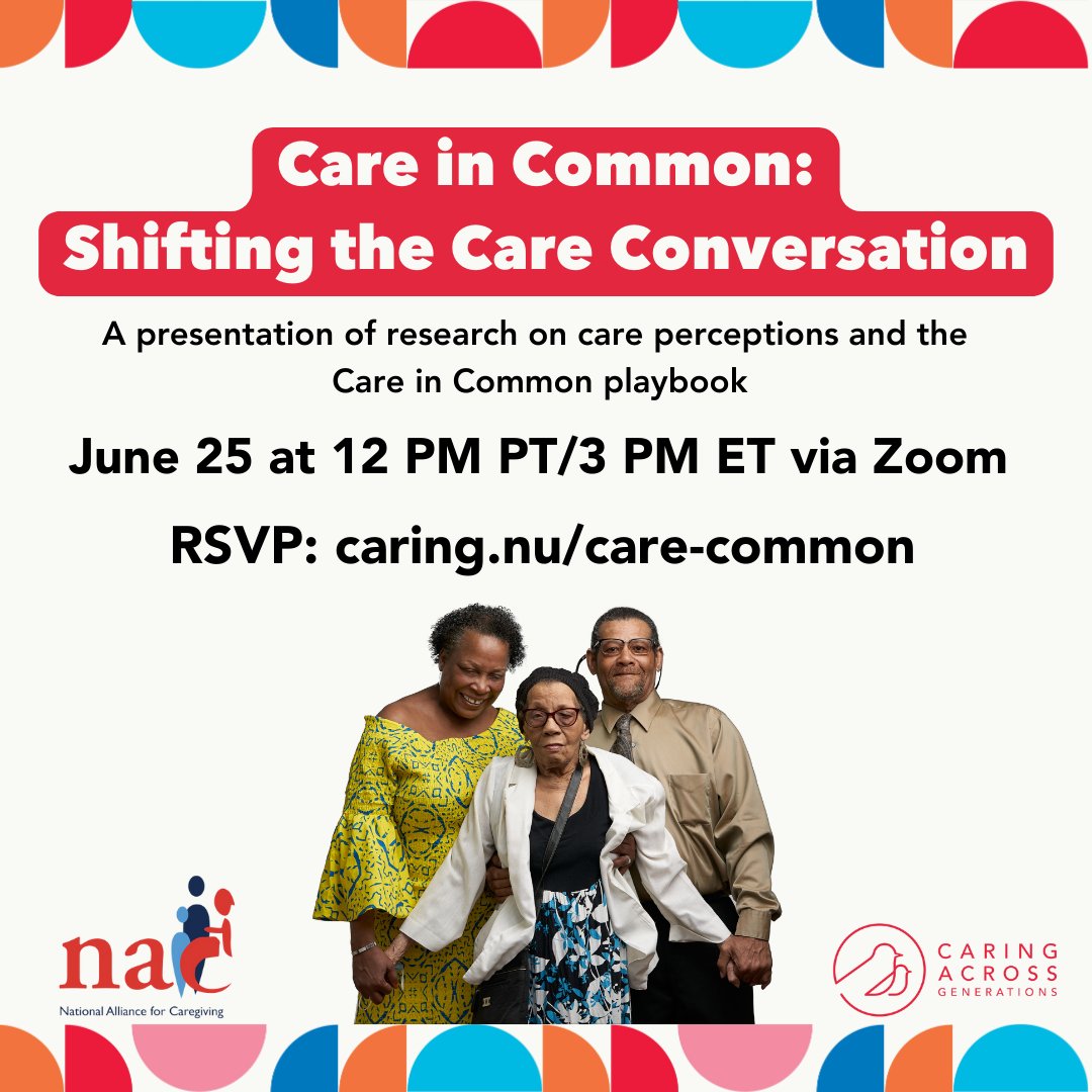 National Alliance for Caregiving (@na4caregiving) on Twitter photo Join <a href="/CaringAcrossGen/">Caring Across Generations #CareCantWait</a> & NAC for more on the Care in Common playbook, w/ new ways to change the narrative on care. Join the conversation with other state level care advocacy groups about what the data shows about engaging advocates on care solutions. RSVP: tinyurl.com/yzkfht9f Join <a href="/CaringAcrossGen/">Caring Across Generations #CareCantWait</a> & NAC for more on the Care in Common playbook, w/ new ways to change the narrative on care. Join the conversation with other state level care advocacy groups about what the data shows about engaging advocates on care solutions. RSVP: tinyurl.com/yzkfht9f