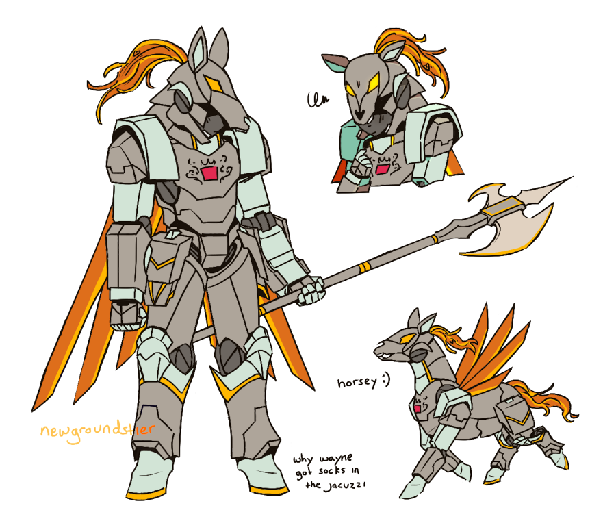 「made a knight who is their own horse. wa」|hhhscoob 📺 comms openのイラスト