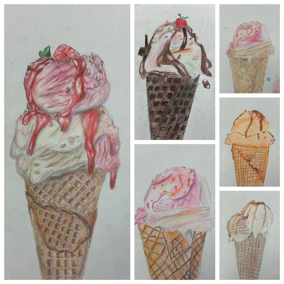 Delicious coloured pencil drawings created by our #Year9 #KS3 #Art pupils as part of their Food Glorious Food project in response to the artist <a href="/joelpenkman/">Joel Penkman</a>. Well done, boys! #proudteacher #loveteaching