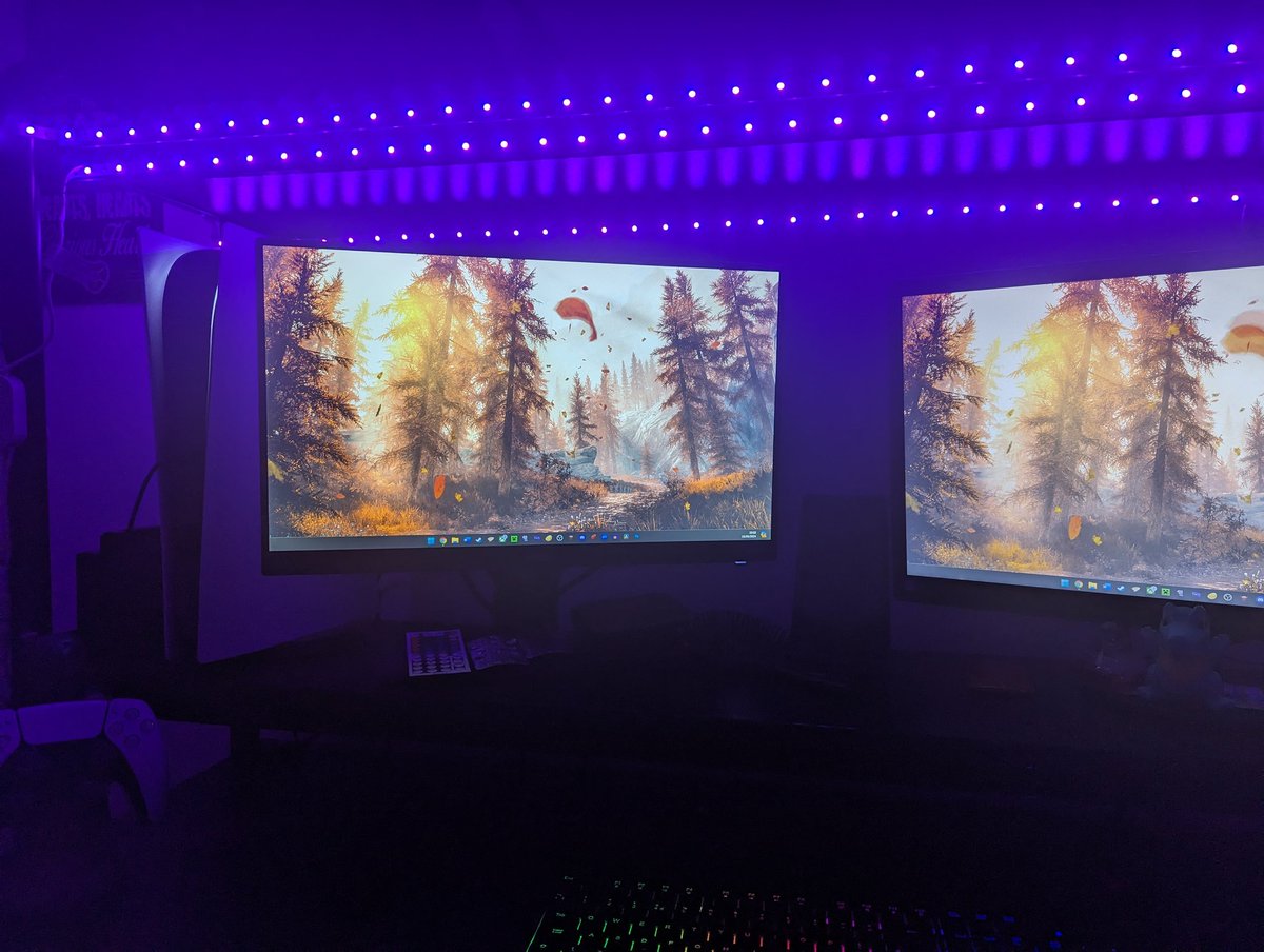 ScottishToto's tweet photo. There has been an update to the setup.
We have added the PS5 to the desk (ahead of streaming Playstation stuff).
The gap remains. #TeamGap https://t.co/1CncY88knp