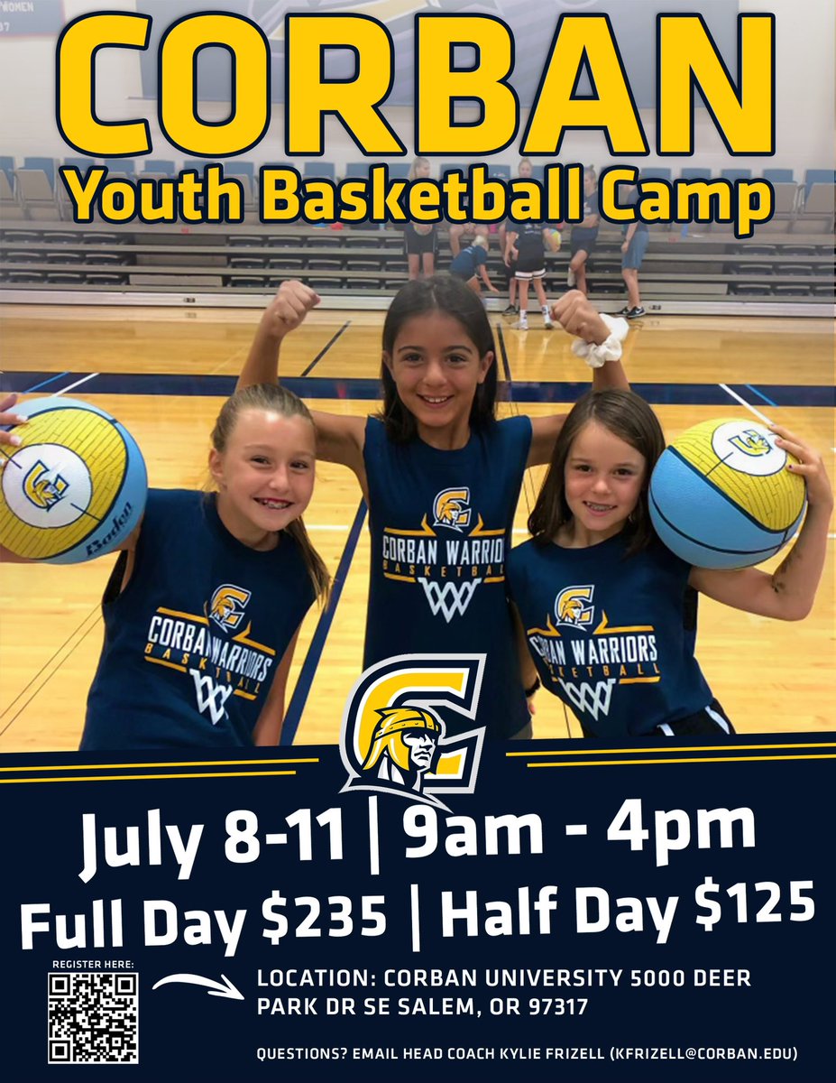 We can’t wait to see you at camp in a couple weeks. Don’t forget to bring a friend! 🏀

Sign up here: engage.corban.edu/register/WByou…