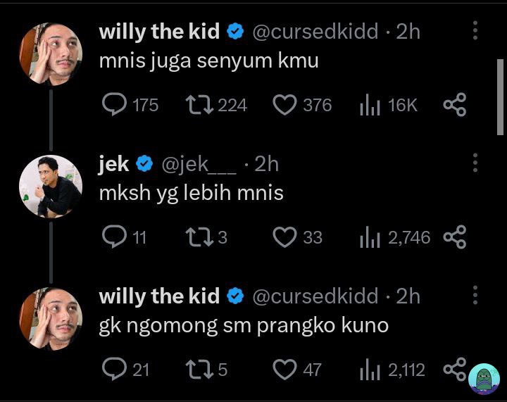 diinorawrrrr's tweet image. Kumpulan reply antara jek dan willy

- A thread