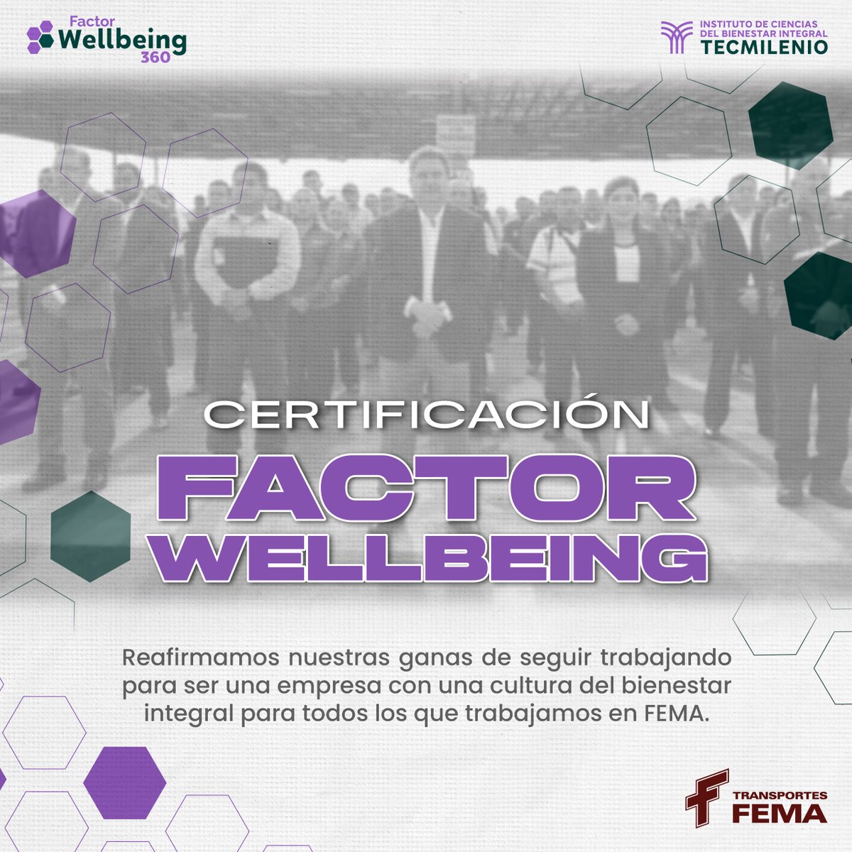 FemaTransportes's tweet photo. En base a los resultados obtenidos durante el proceso de acreditación para esta certificación y gracias a nuestras prácticas de bienestar hemos obtenido la Certificación Factor Wellbeing por 3 años siendo este el periodo de tiempo máximo para este distintivo
#AlgoGrandeNosImpulsa https://t.co/NBkIDKfN5p