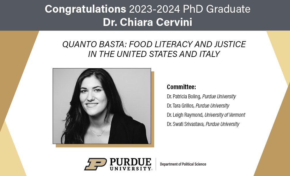 purduepolsci's tweet photo. Congratulations Dr. Chiara Cervini! https://t.co/7uAVUIuGM9