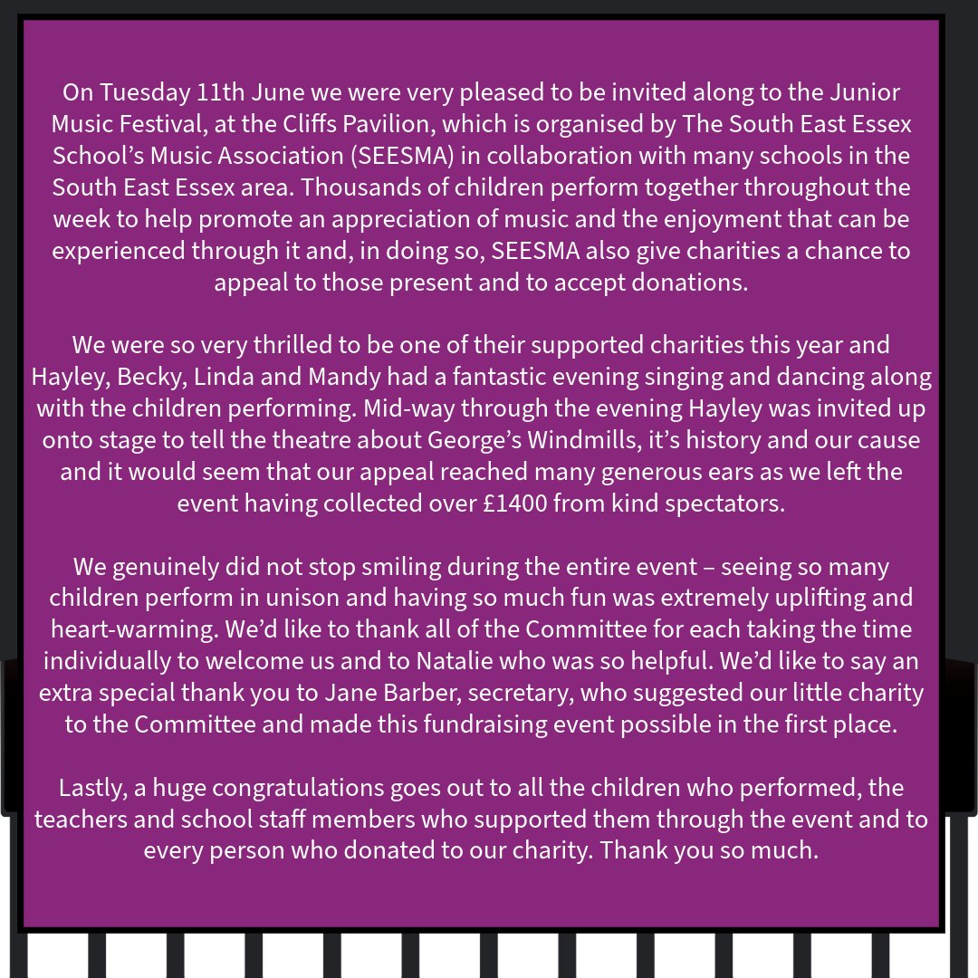 gswindmills's tweet photo. Thank you https://t.co/dZuqzsmbGU
#fundraising #childhoodliverdiseaseawareness #essex #organdonationawareness #essexcharity #sickchildren #SEESMA #cliffspavilion #southeastessex #rochford #castlepoint #southend #music #schooldays https://t.co/B3GGi3oamn