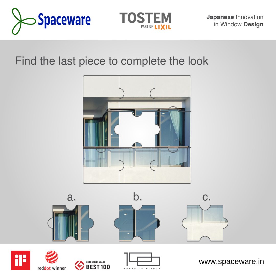TostemBengaluru's tweet image. Would You Complete The Puzzle For Us? Let Us Know Which One Is The Missing Piece.
Tell Us In The Comments.
#tostem #tostemindia #tostemwindows #japanesetechnology #japaneseInnovations #interiors #interiordesign #architecs #tostemsarjapur #bengaluru #windows #luxuryfurniture