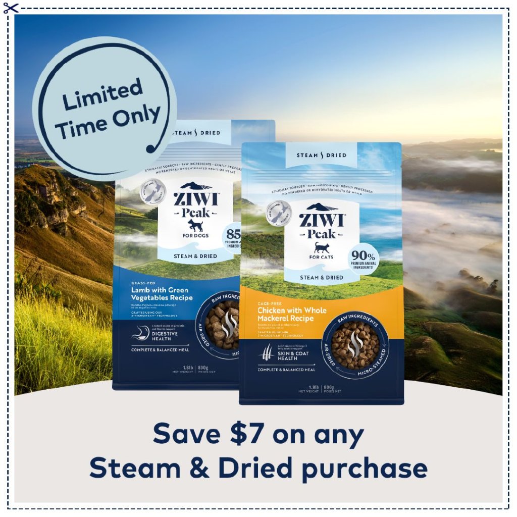 moonlightdogcfe's tweet photo. Affordable Ziwi  and no that is not a joke. 

Here's a $7 Off coupon for Ziwi's new Steam &amp; Dried line, which is meant to be a cheaper alternative to their Ziwi Air Dried.  Note on coupon. You can ONLY use this in store so please print and bring with you. https://t.co/MiPiAlwvJ5 https://t.co/B23iX6V45e